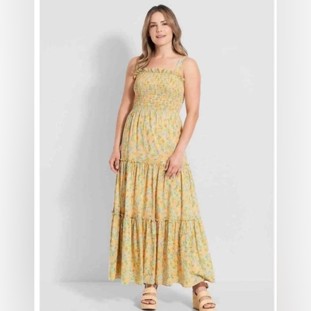 ModCloth smocked tiered maxi dress Charming Chance Encounters